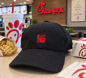 Chick-fil-A Team Member Work Hat Black Strapback OSFM Employee Uniform Cap NWOT